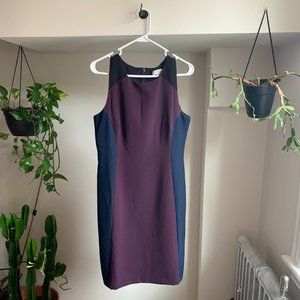 Loft Maroon, Blue, and Black Dress, Size 10